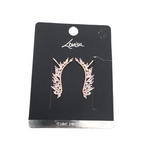 NWT Lovisa Earcuff Leaf Earrings Gold Tone Rhinestone Pierced Greek Unique